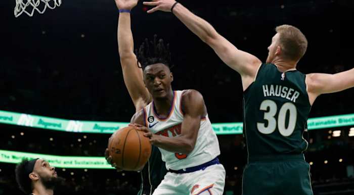 Immanuel Quickley, seen in Boston last season, led the Knicks with 21 points in their preseason opener on Monday night